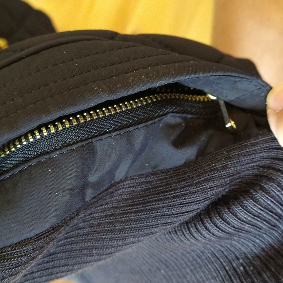 Small Black quilted Zara jacket brown trim gold hardware - Picture 12 of 14